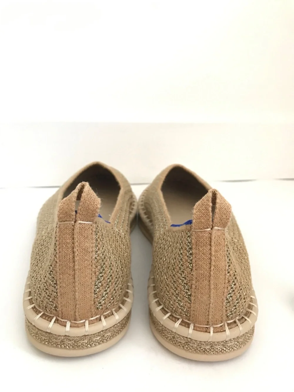ROTHY'S The Espadrilles Gold Stripe Flats Size 8